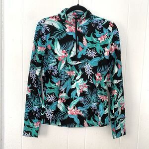 Tommy Bahama Golf Womens Small Jacket 1/4 Zip Tropical Athletic Thumbholes